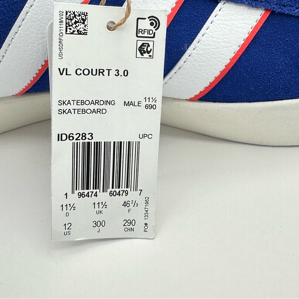 Men’s Adidas Neo VL Court 3.0 Skateboarding Shoes Size 12 Bright Blue ID6283 - Picture 9 of 9